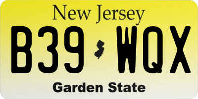 NJ license plate B39WQX