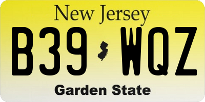 NJ license plate B39WQZ