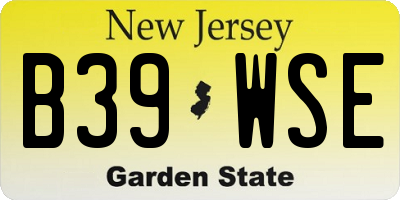 NJ license plate B39WSE