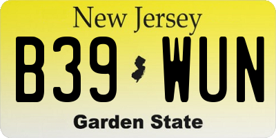 NJ license plate B39WUN