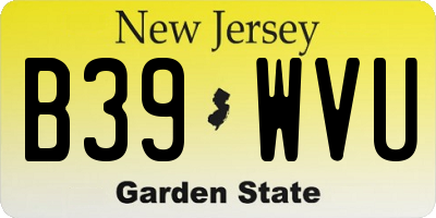 NJ license plate B39WVU