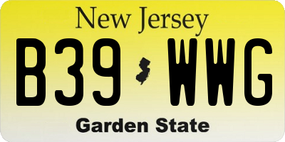 NJ license plate B39WWG