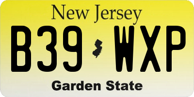 NJ license plate B39WXP