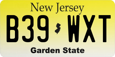 NJ license plate B39WXT