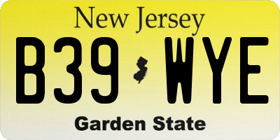 NJ license plate B39WYE