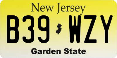 NJ license plate B39WZY
