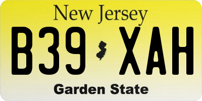 NJ license plate B39XAH