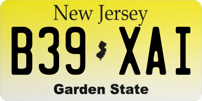 NJ license plate B39XAI