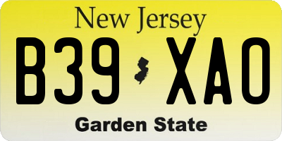 NJ license plate B39XAO