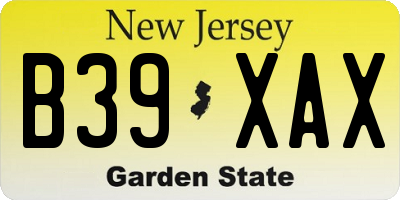 NJ license plate B39XAX