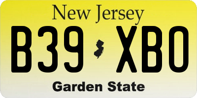 NJ license plate B39XBO