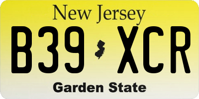 NJ license plate B39XCR