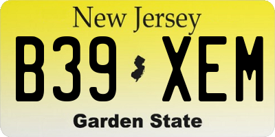NJ license plate B39XEM