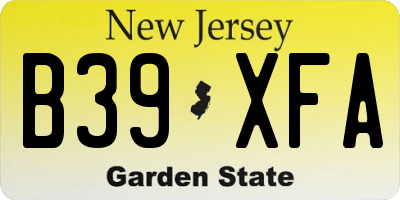 NJ license plate B39XFA