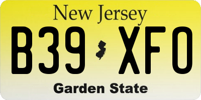 NJ license plate B39XFO