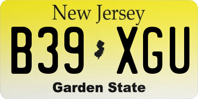NJ license plate B39XGU