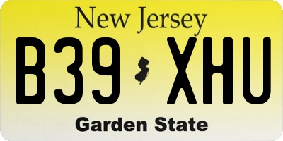 NJ license plate B39XHU