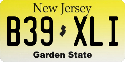 NJ license plate B39XLI