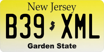 NJ license plate B39XML