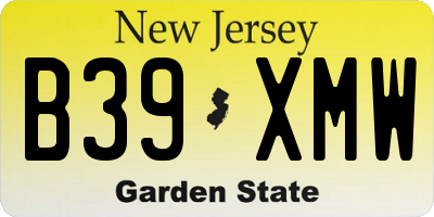 NJ license plate B39XMW