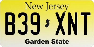 NJ license plate B39XNT