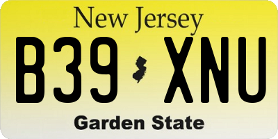 NJ license plate B39XNU