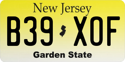 NJ license plate B39XOF
