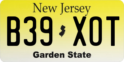 NJ license plate B39XOT