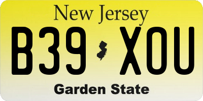 NJ license plate B39XOU