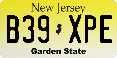 NJ license plate B39XPE