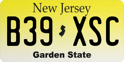NJ license plate B39XSC