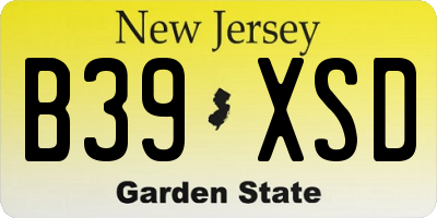 NJ license plate B39XSD