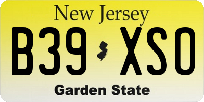 NJ license plate B39XSO