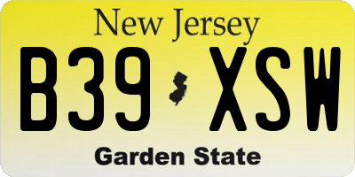 NJ license plate B39XSW