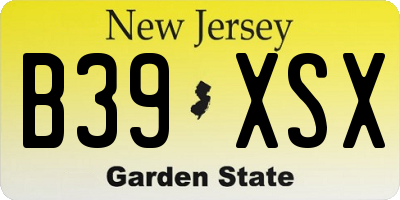 NJ license plate B39XSX