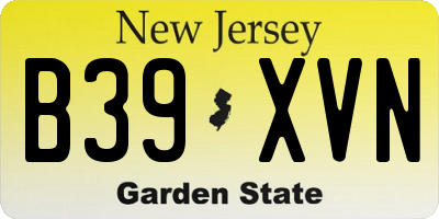 NJ license plate B39XVN