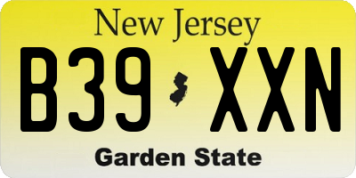 NJ license plate B39XXN