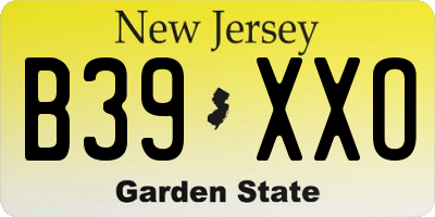 NJ license plate B39XXO