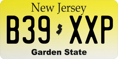 NJ license plate B39XXP