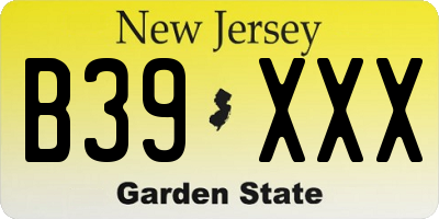NJ license plate B39XXX