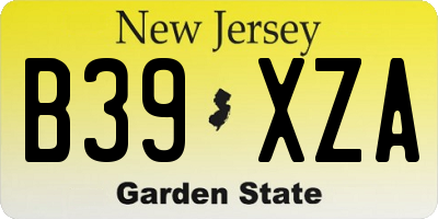 NJ license plate B39XZA