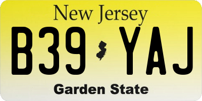 NJ license plate B39YAJ