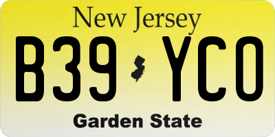 NJ license plate B39YCO