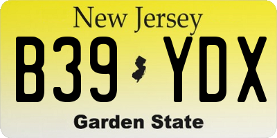 NJ license plate B39YDX