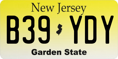NJ license plate B39YDY