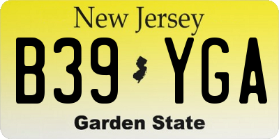 NJ license plate B39YGA