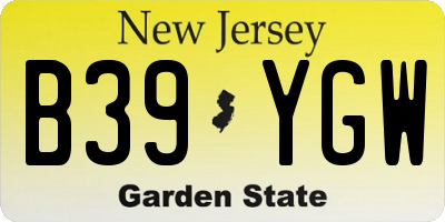 NJ license plate B39YGW