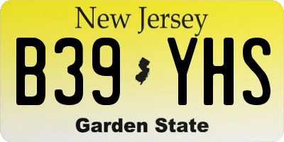 NJ license plate B39YHS