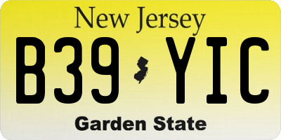 NJ license plate B39YIC
