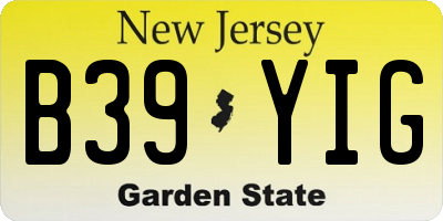 NJ license plate B39YIG